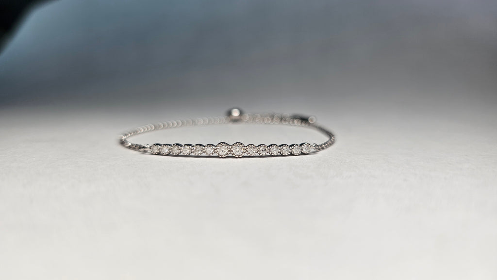 Pulsera con Moissanitas de 3mm (Color D) en Engaste Bisel - Plata .925