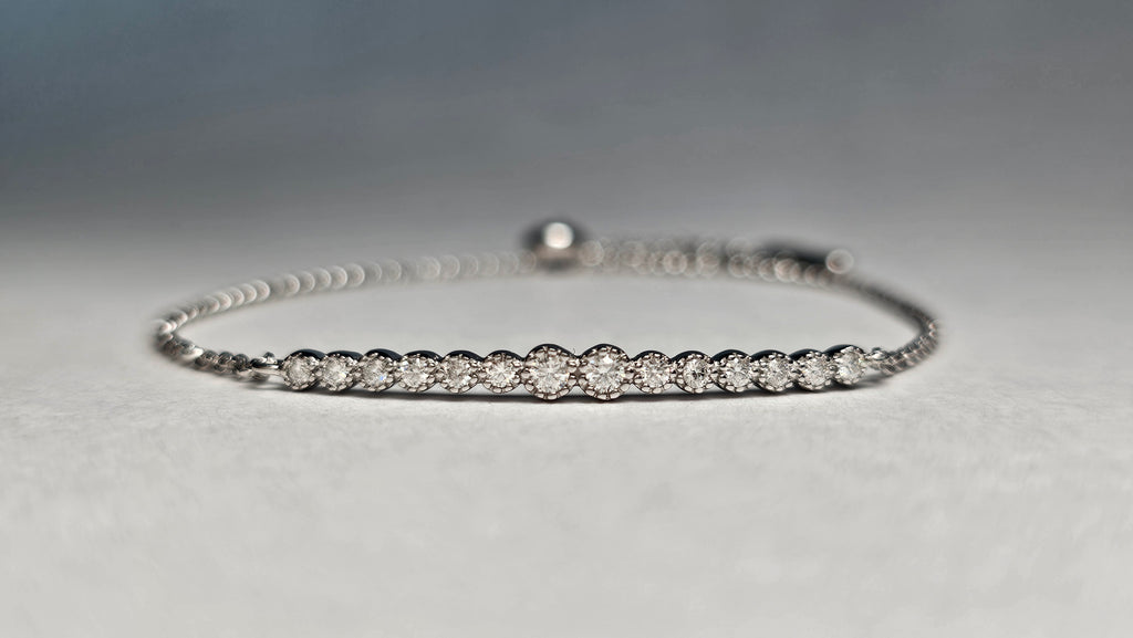 Pulsera con Moissanitas de 3mm (Color D) en Engaste Bisel - Plata .925