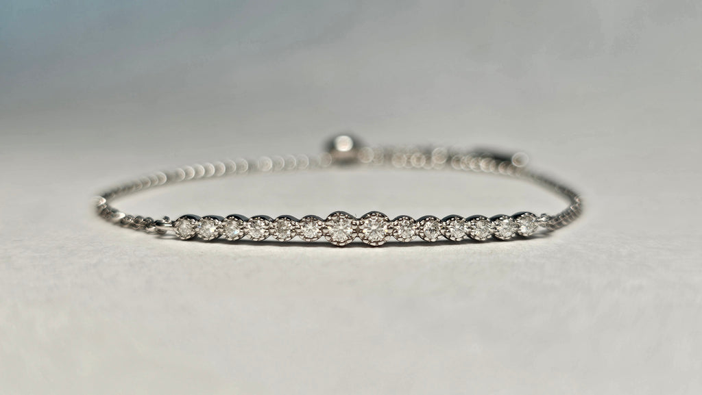 Pulsera con Moissanitas de 3mm (Color D) en Engaste Bisel - Plata .925