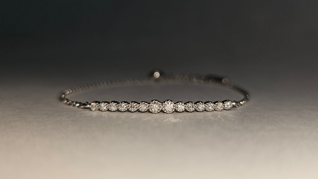 Pulsera con Moissanitas de 3mm (Color D) en Engaste Bisel - Plata .925