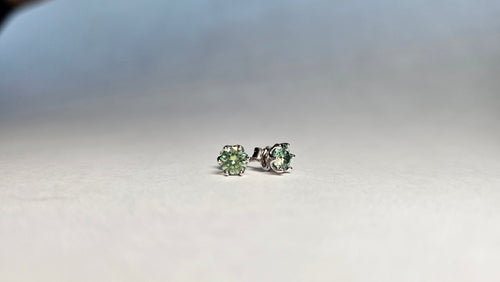 Aretes Azul verdoso - Moissanita Rusa en Plata S925