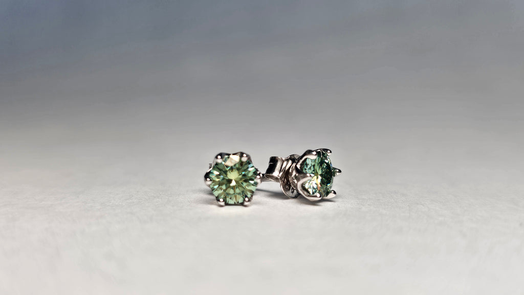 Aretes Azul verdoso - Moissanita Rusa en Plata S925