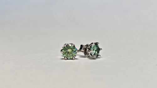Aretes Azul verdoso - Moissanita Rusa en Plata S925