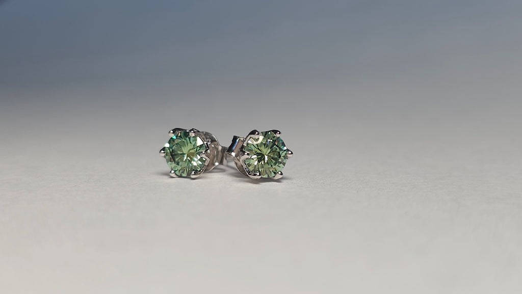 Aretes Azul verdoso - Moissanita Rusa en Plata S925