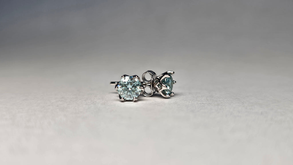 Aretes Moissanita Rusaen Plata S925 Azul cielo