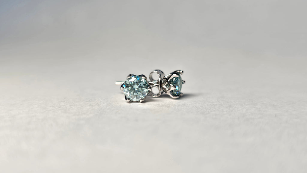 Aretes Moissanita Rusaen Plata S925 Azul cielo